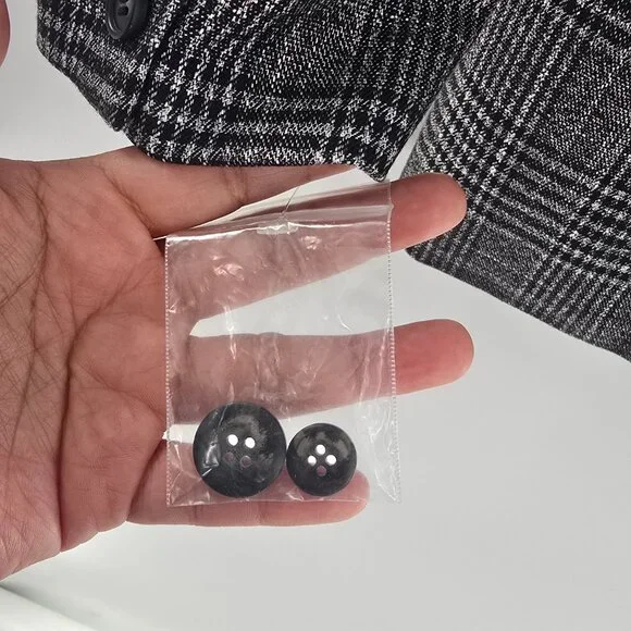 NEW‎ Something Navy Grey Plaid Slouchy Blazer Jacket Women’s XS Narrow Lapel - Picture 6 of 8